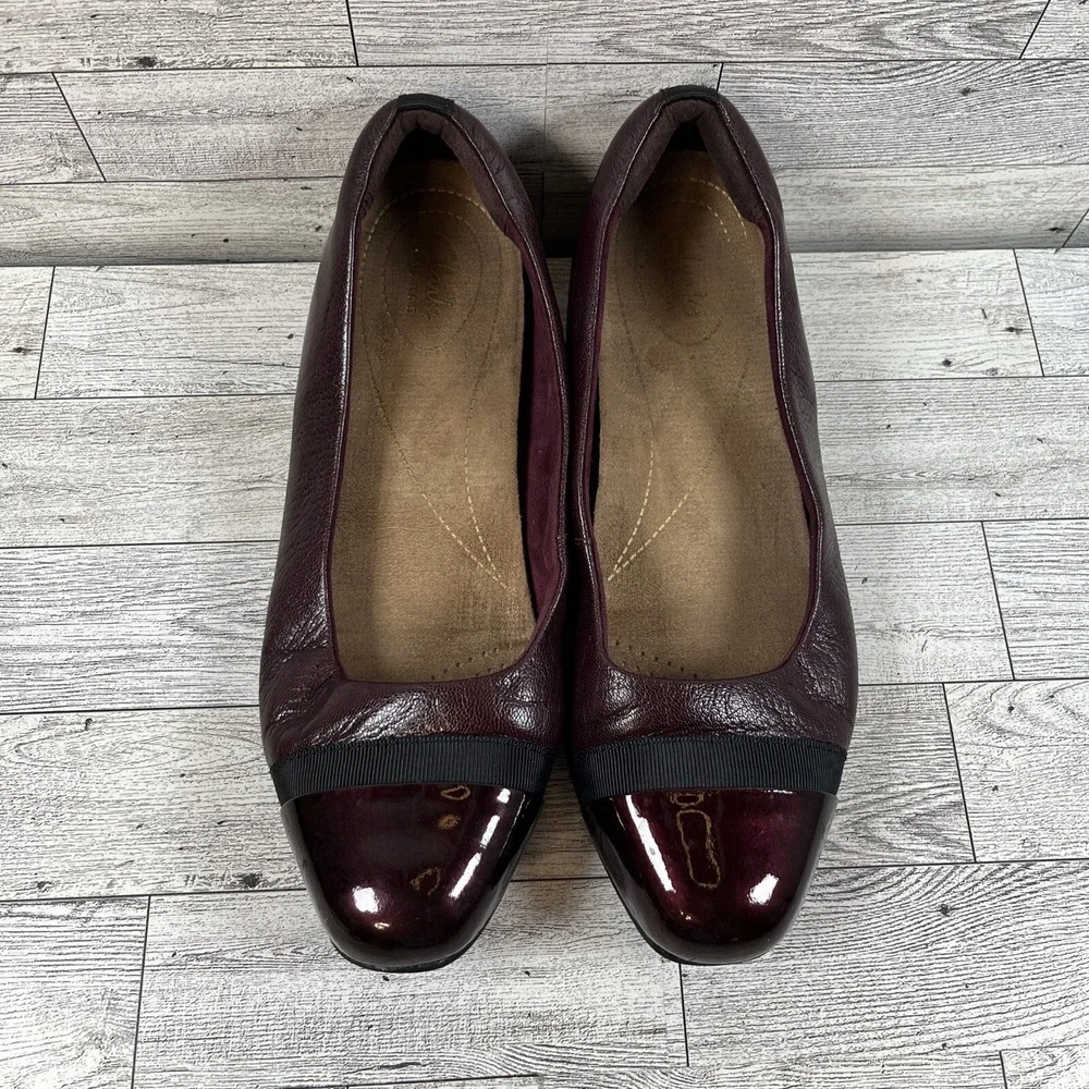 Clarks Keesha Rosa Burgundy Leather Low Heel Pumps Shoes Women Size 8M‎